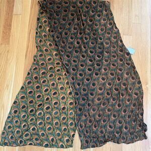 Nicole Miller Studio Shawl/Wrap scarf peacock bohemian tropical Lagenlook rayon